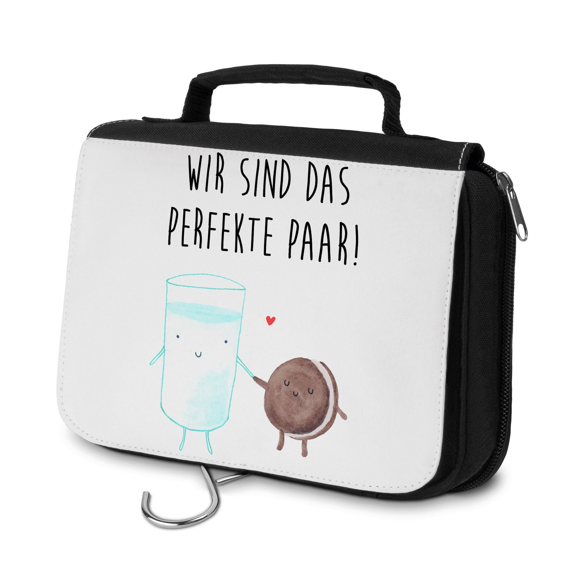 Mr. & Mrs. Panda Kulturbeutel Milch & Keks - Weiß - Geschenk, Waschtasche, Damen, romantisch, Zum A (1-tlg)