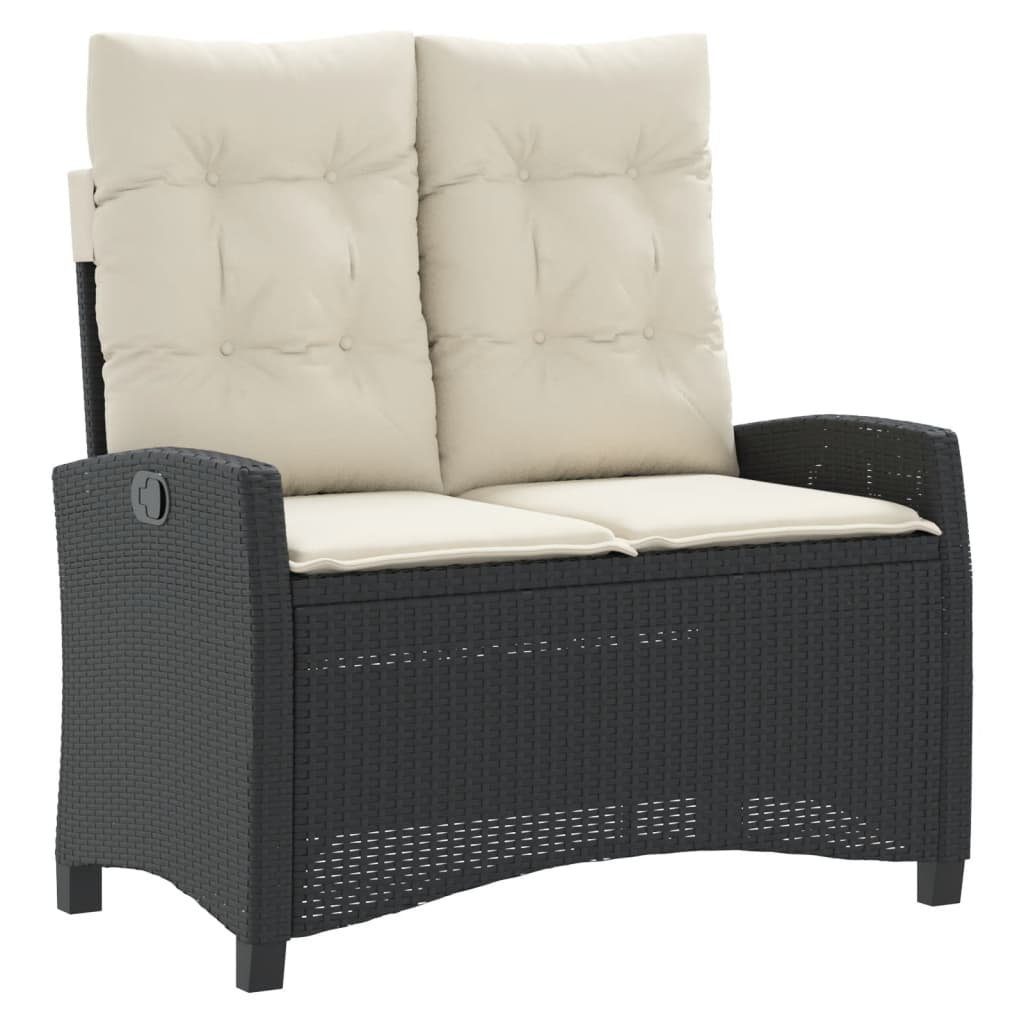 Gartenbank Gartenbank Verstellbar mit Kissen Schwarz Poly Rattan