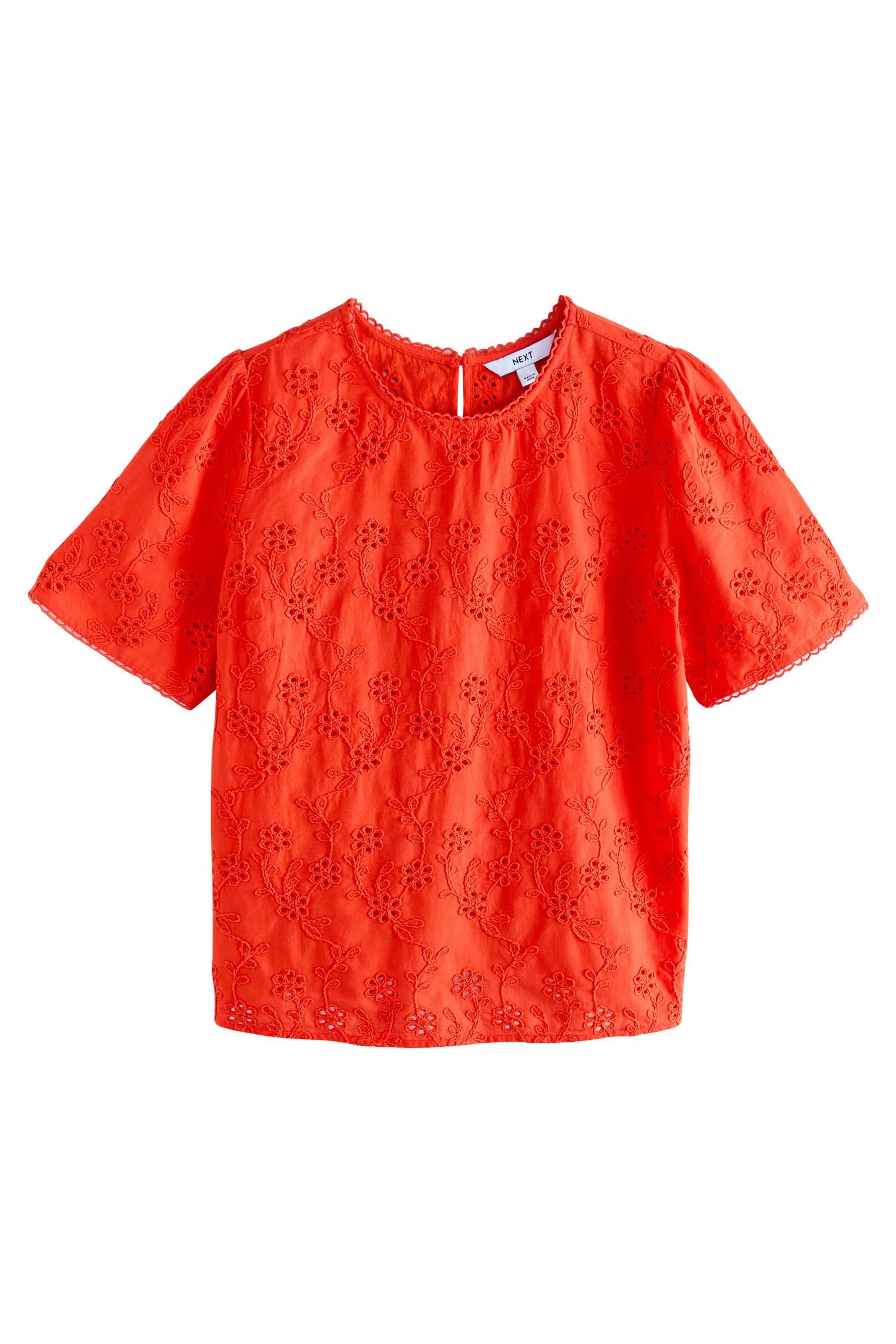 Next Blusenshirt Kurzarmbluse Blumenstickerei 100% Baumwolle günstig online kaufen