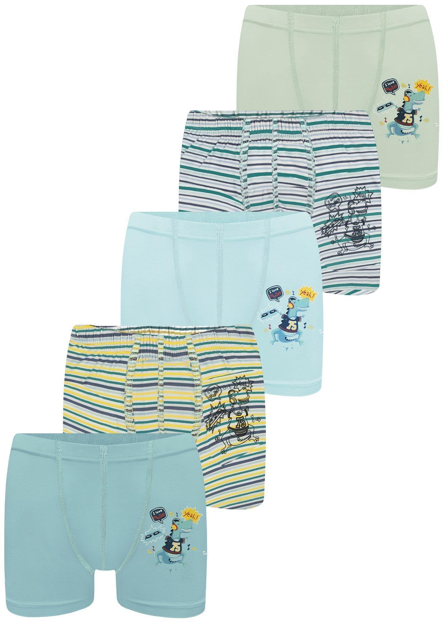 LOREZA Boxershorts 5er Set Jungen Boxershorts - Dino - Bunt (Spar-Packung, 5-St)