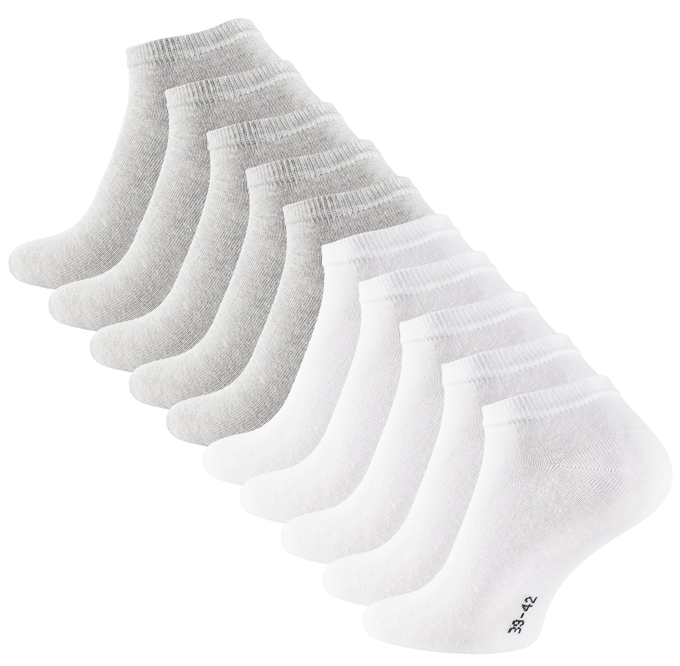 Cotton Prime® Sneakersocken (10-Paar) in angenehmer Baumwollqualität Grau/Weiss