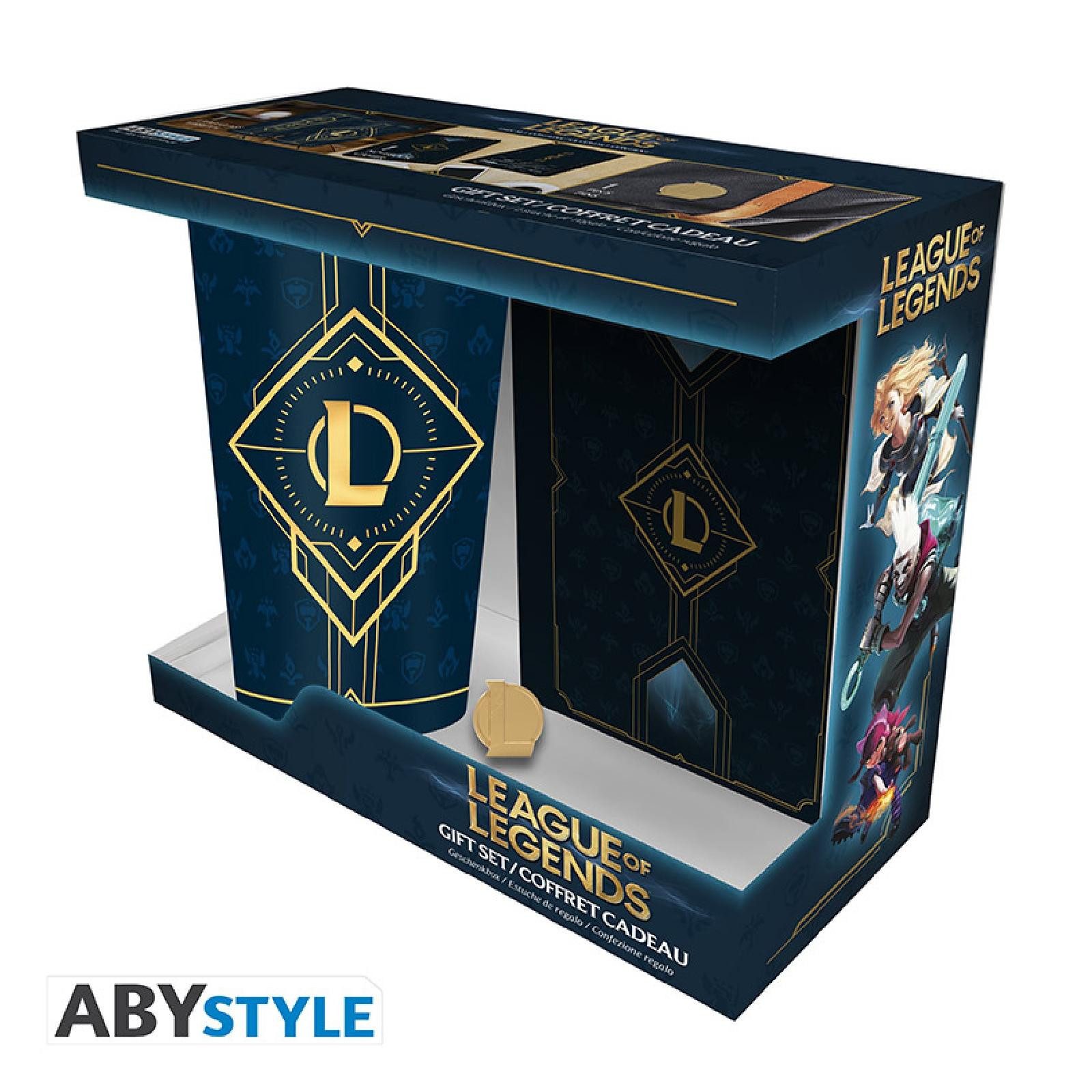 ABYstyle Merchandise-Figur LEAGUE OF LEGENDS - Pck XXL glass + Pin + Notebook Hextech logo