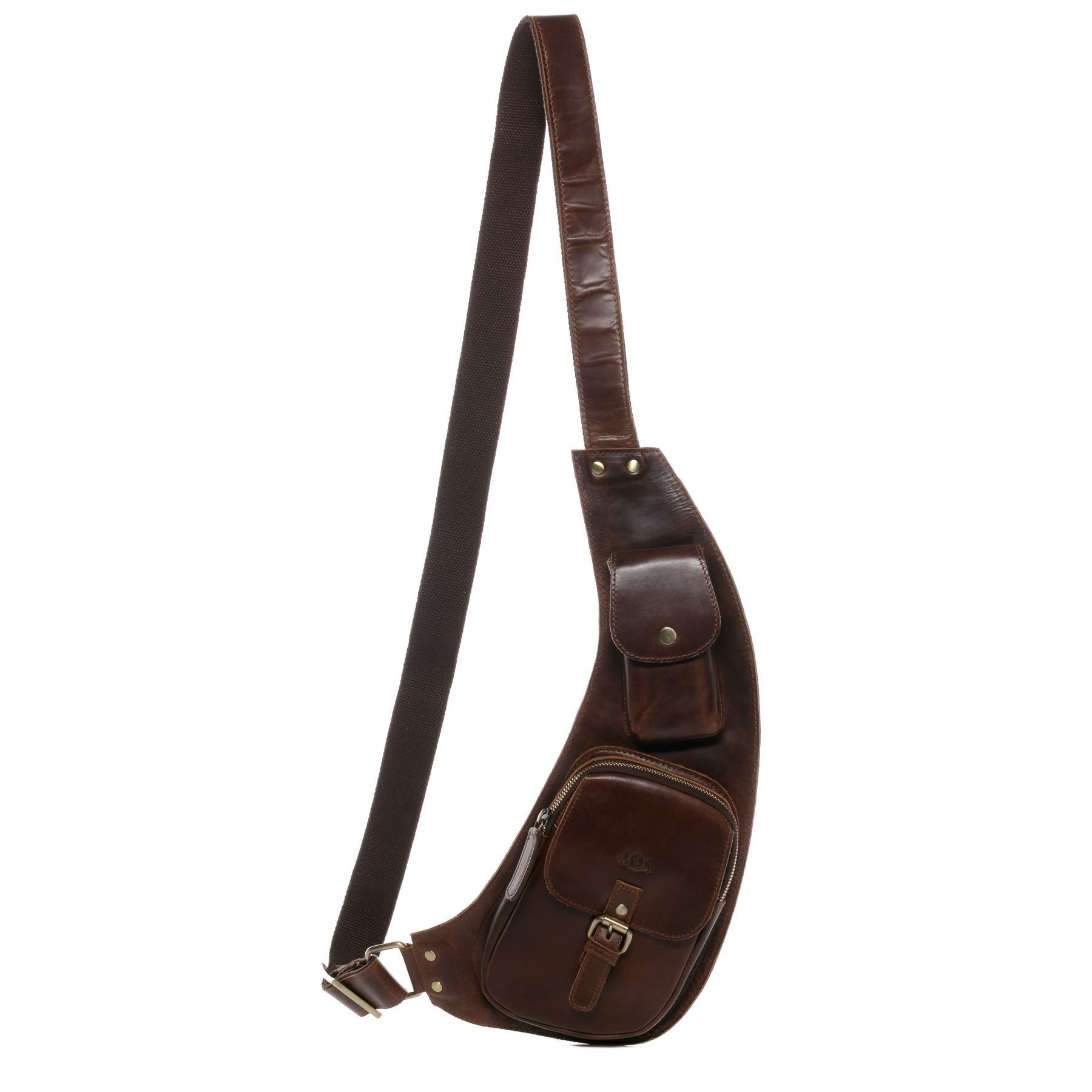 SID & VAIN Umhängetasche echt Leder Umhängetasche groß braun DUDLEY, Crossbody Bag Echtleder für Damen & Herren, Umhängetasche braun