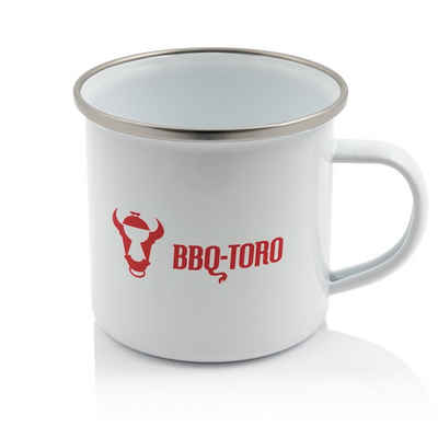 BBQ-Toro Tasse Emaille Tasse, 350 ml Emaillebecher, Kaffetasse für Camping, Stahl