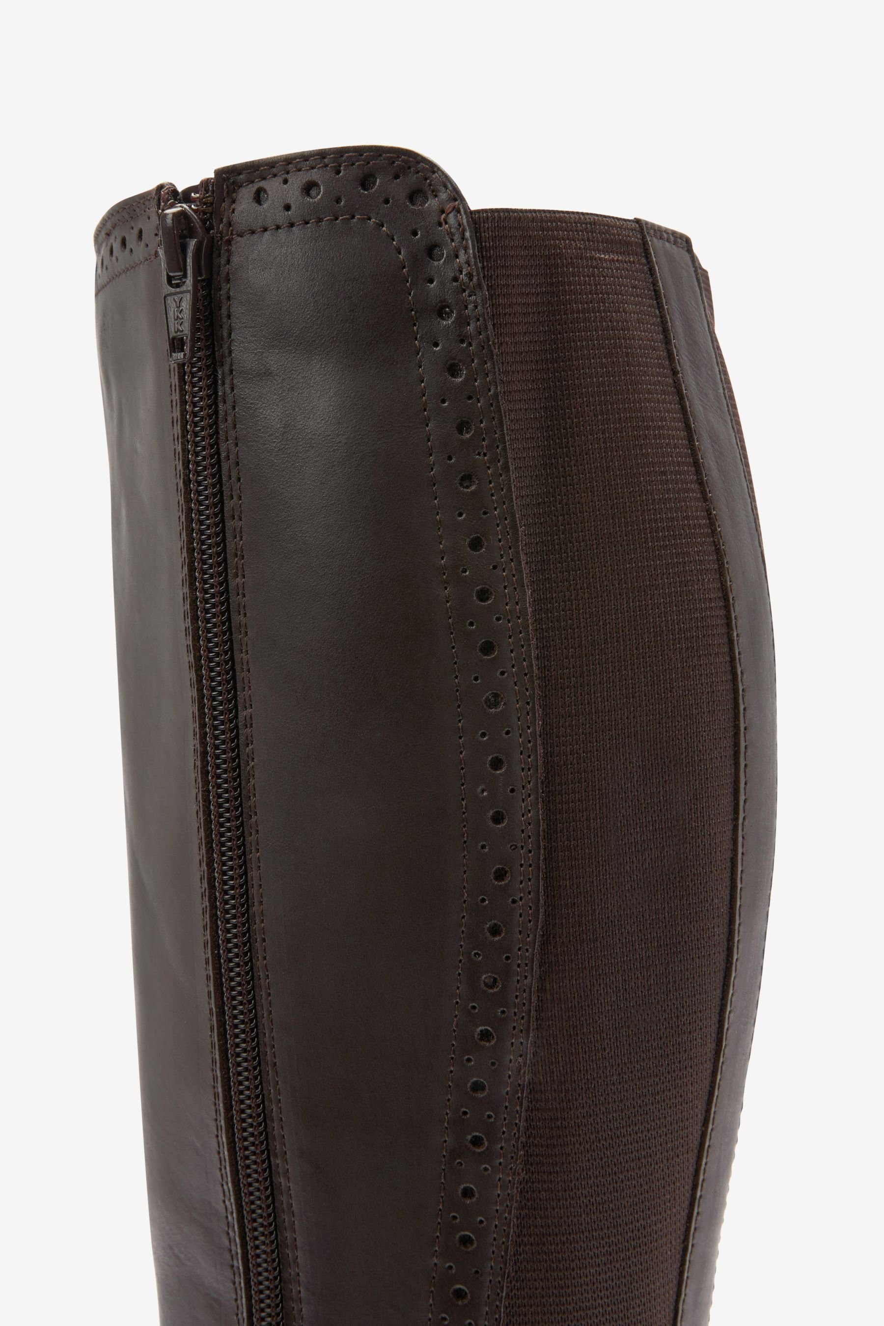 Chocolate Brown Brogue-Stiefel (1-tlg) Stiefel Kniehohe Forever aus Comfort® Next Leder