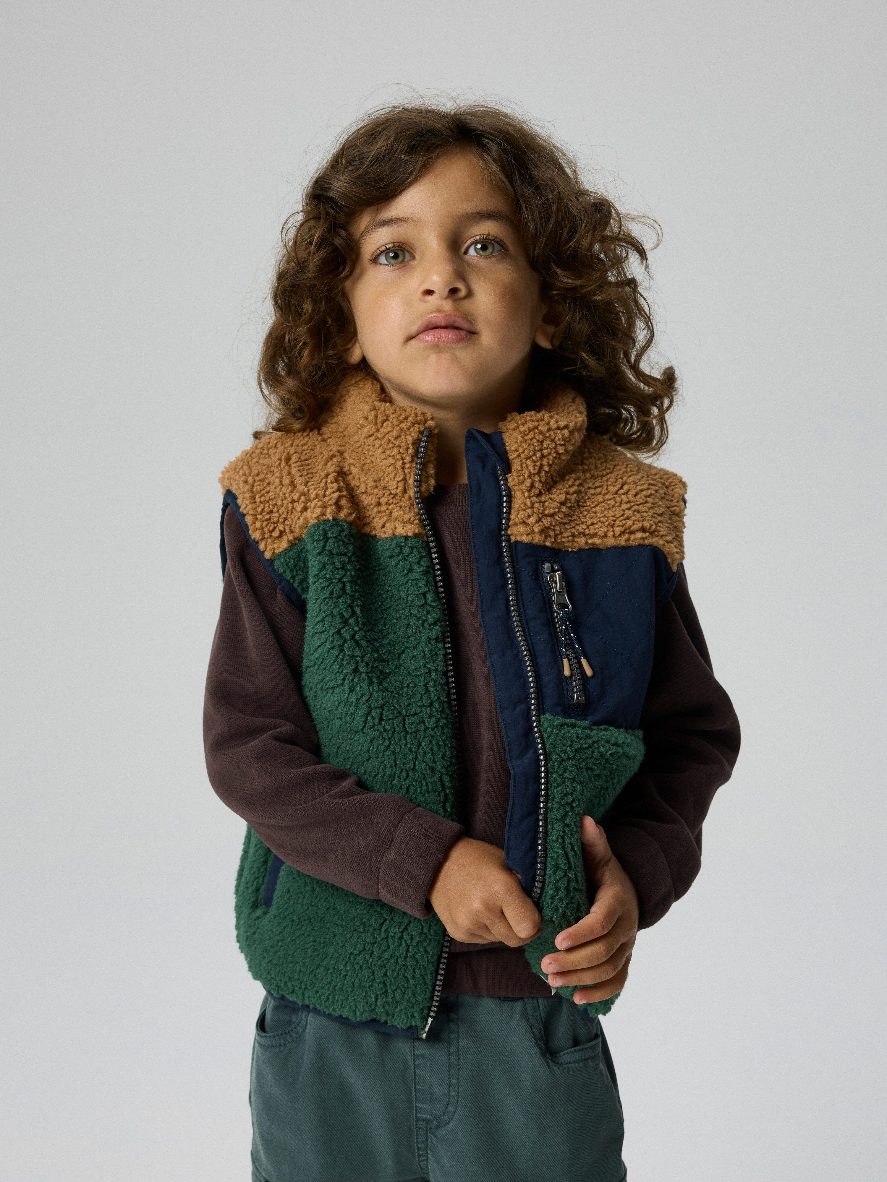Name It Plüschweste NMMMACEY TEDDY VEST BLOCK Kunstfaser