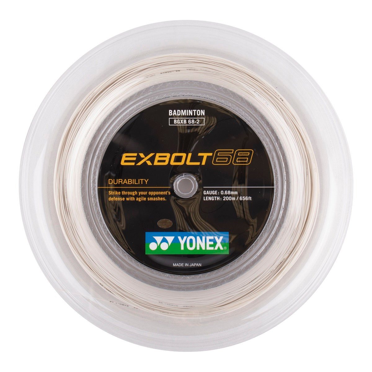 Yonex Badmintonsaite Exbolt 68 (Haltbarkeit) weiss 200m Rolle, Saitendicke: 0.68