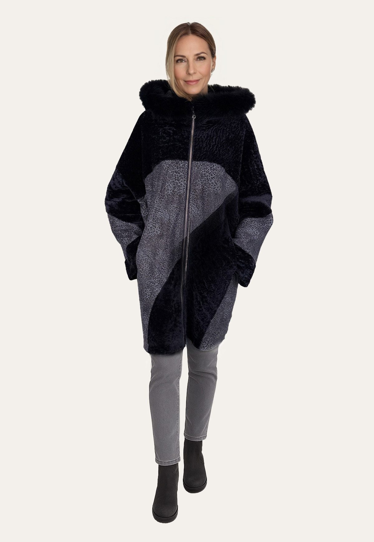 Hollert Winterjacke Damen Lammfelljacke Celine Oversize zum Wenden günstig online kaufen