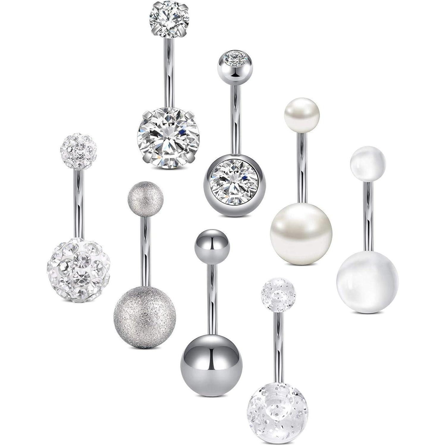 vcmart Bauchnabelpiercing-Set 8er Bauchnabelpiercing Set Chirurgenstahl Sil günstig online kaufen