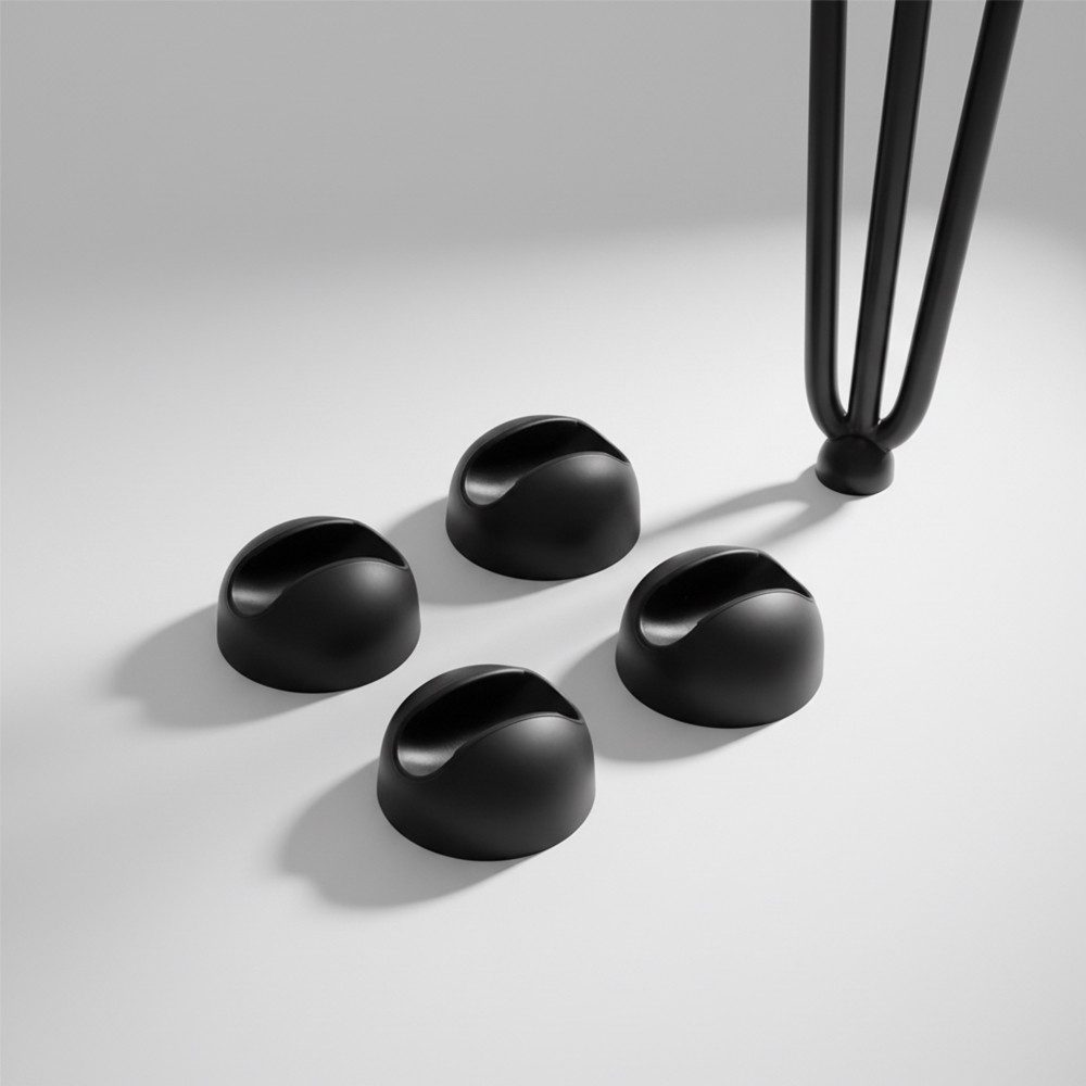 Mucola Tischbein Tischbeinschoner Bodenschutz 4er Set Hairpin 12mm Schwarz Transparent, Rutschfest