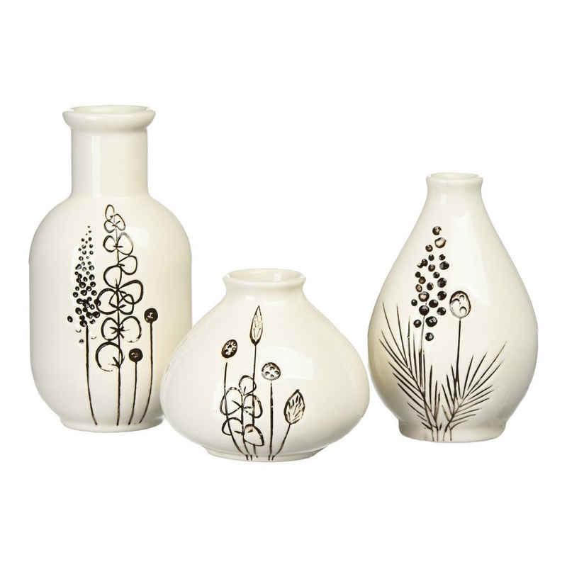 Depot Dekovase Vasen-Set Annegret (Packung, 3 Vasen in unterschiedlichen Designs)