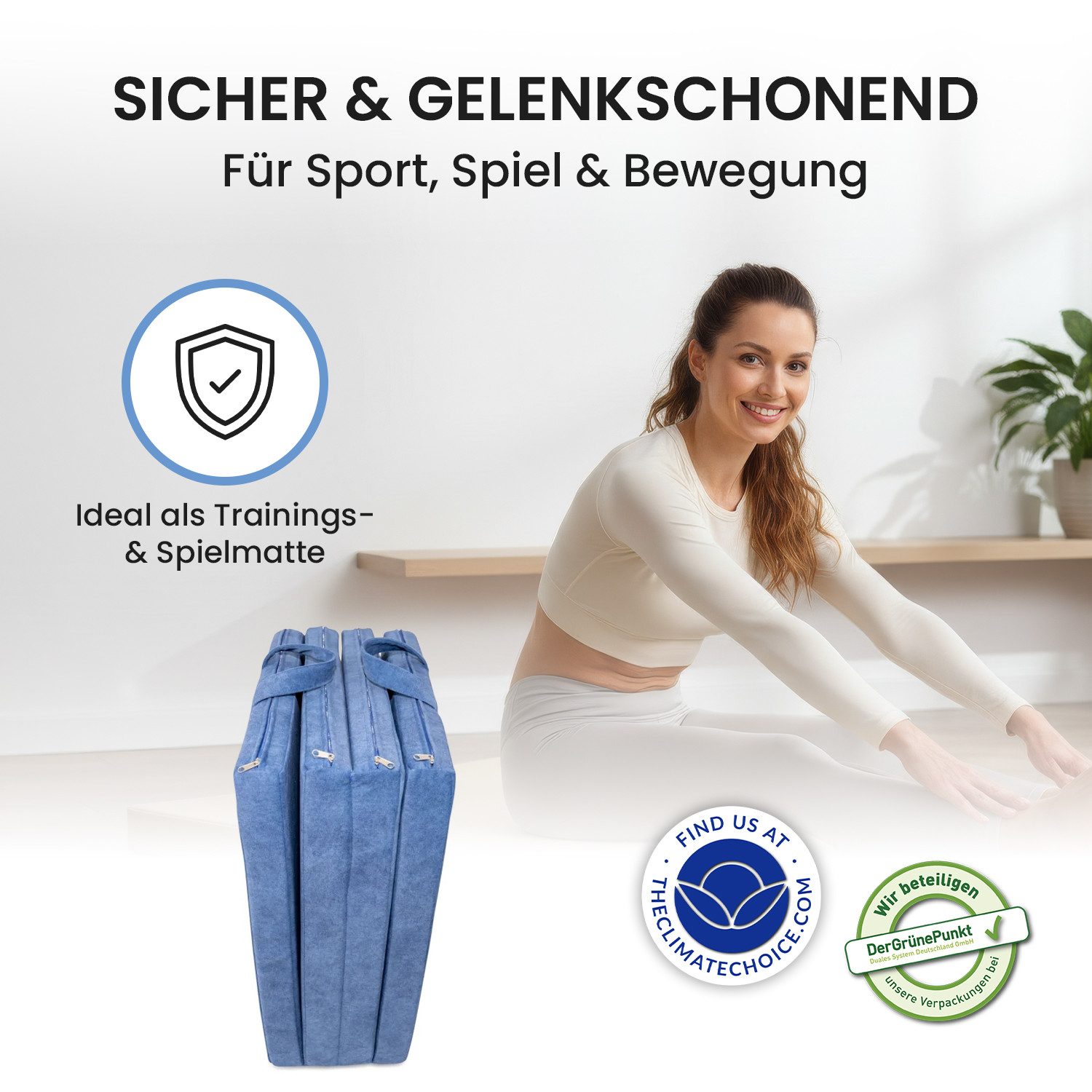 Jeflex Weichbodenmatte Jeflex Spielmatte Turnmatte klappbar VELVET DELUXE 120 x 120 x 6 cm
