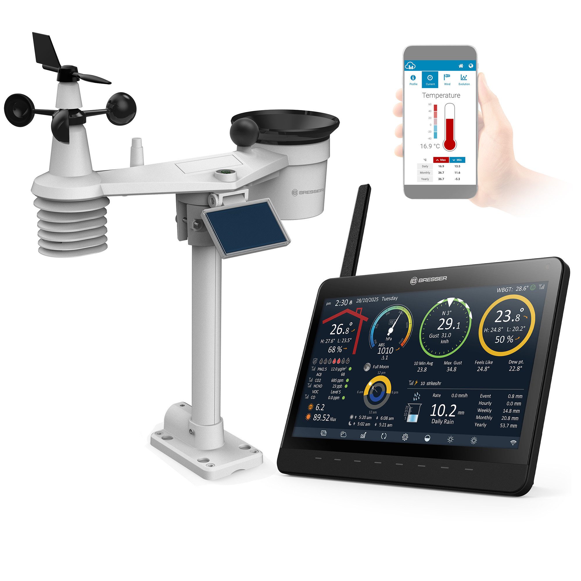 BRESSER BRESSER MeteoChamp 9-in-1-WLAN-Wetterstation mit digitalem Bilderrahm… Wetterstation