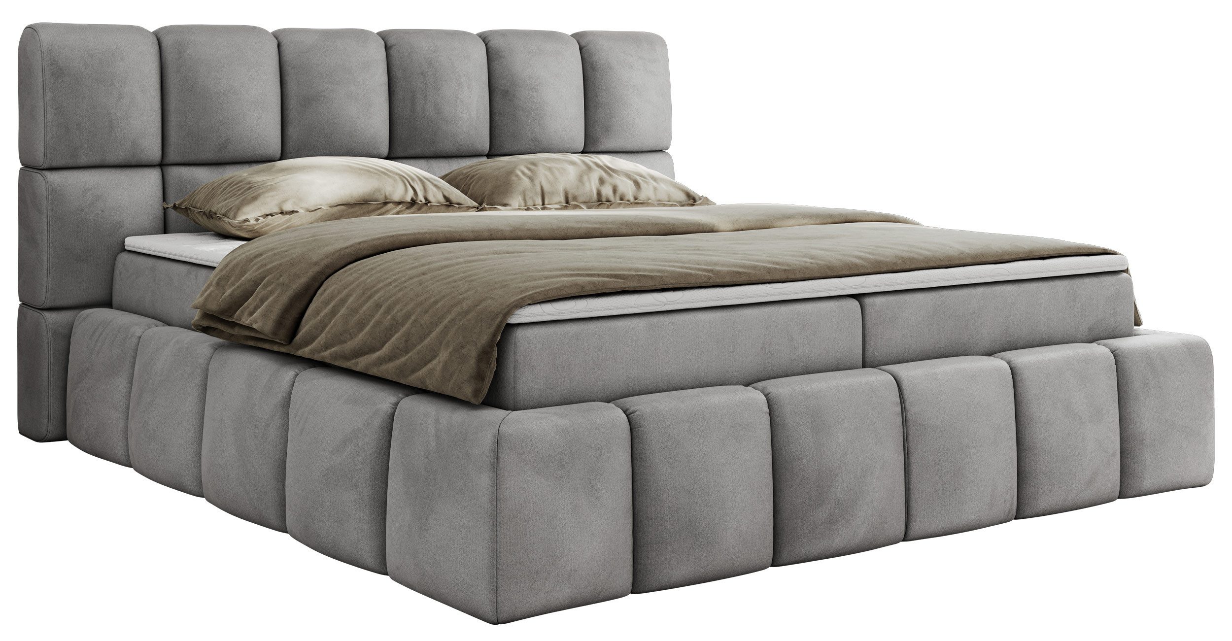 MKS MÖBEL Boxspringbett NIRA (Packung, Set, Topper T25/Visco, T30-Schaum, Multipocket Matratzen, Kopfteil), Boxspringbett, Doppelbett, Zwei Bettkästen, dekorative Box