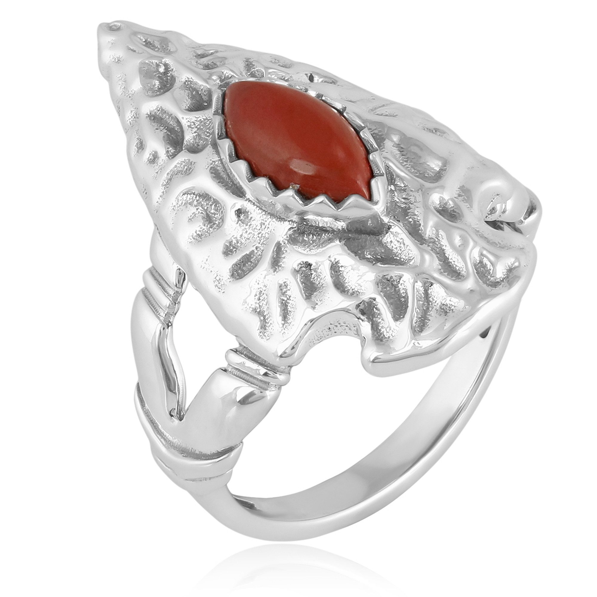 Cavill Solitärring Marquise Rot Jaspis Sterling Silber Ring (1-tlg)