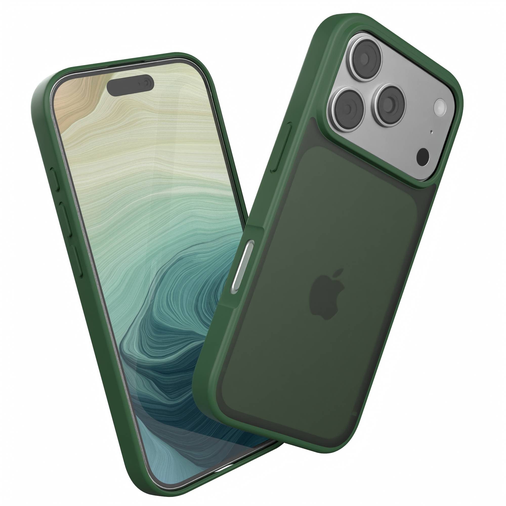 EAZY CASE Handyhülle Outdoor Case für Apple iPhone 17 Pro 6,3 Zoll, Schutzhülle Outdoor Case robust stoßfest Back Cover dunkelgrün