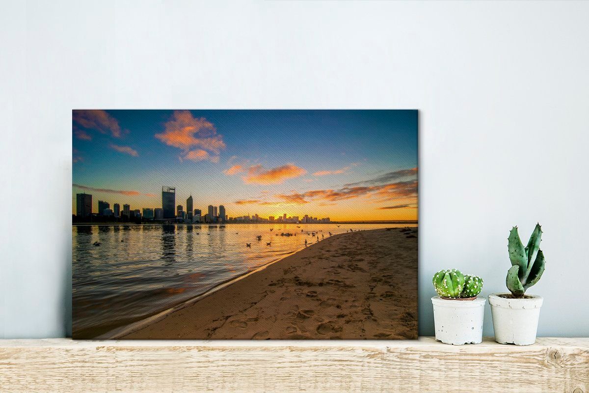 Wanddeko, cm Atemberaubender 30x20 Leinwandbilder, Perth, über Wandbild OneMillionCanvasses® (1 St), Aufhängefertig, Australien, Leinwandbild Sonnenaufgang