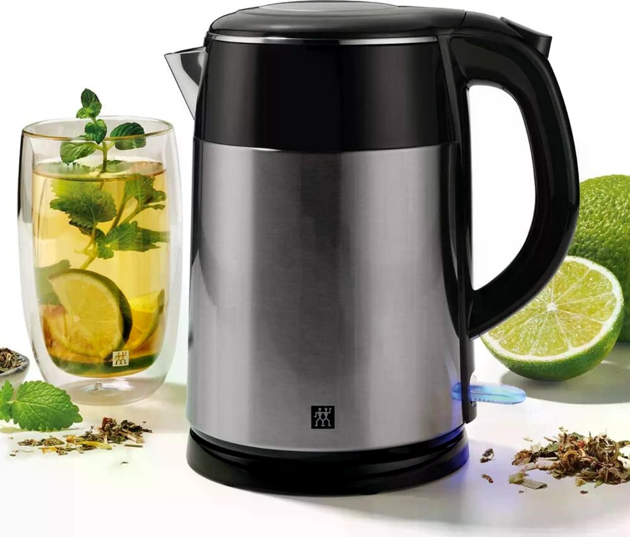 Zwilling Wasserkocher Wasserkocher 1,25 l Edelstahl Schwarz/Silber 1850 W Doppelwandgehaeuse