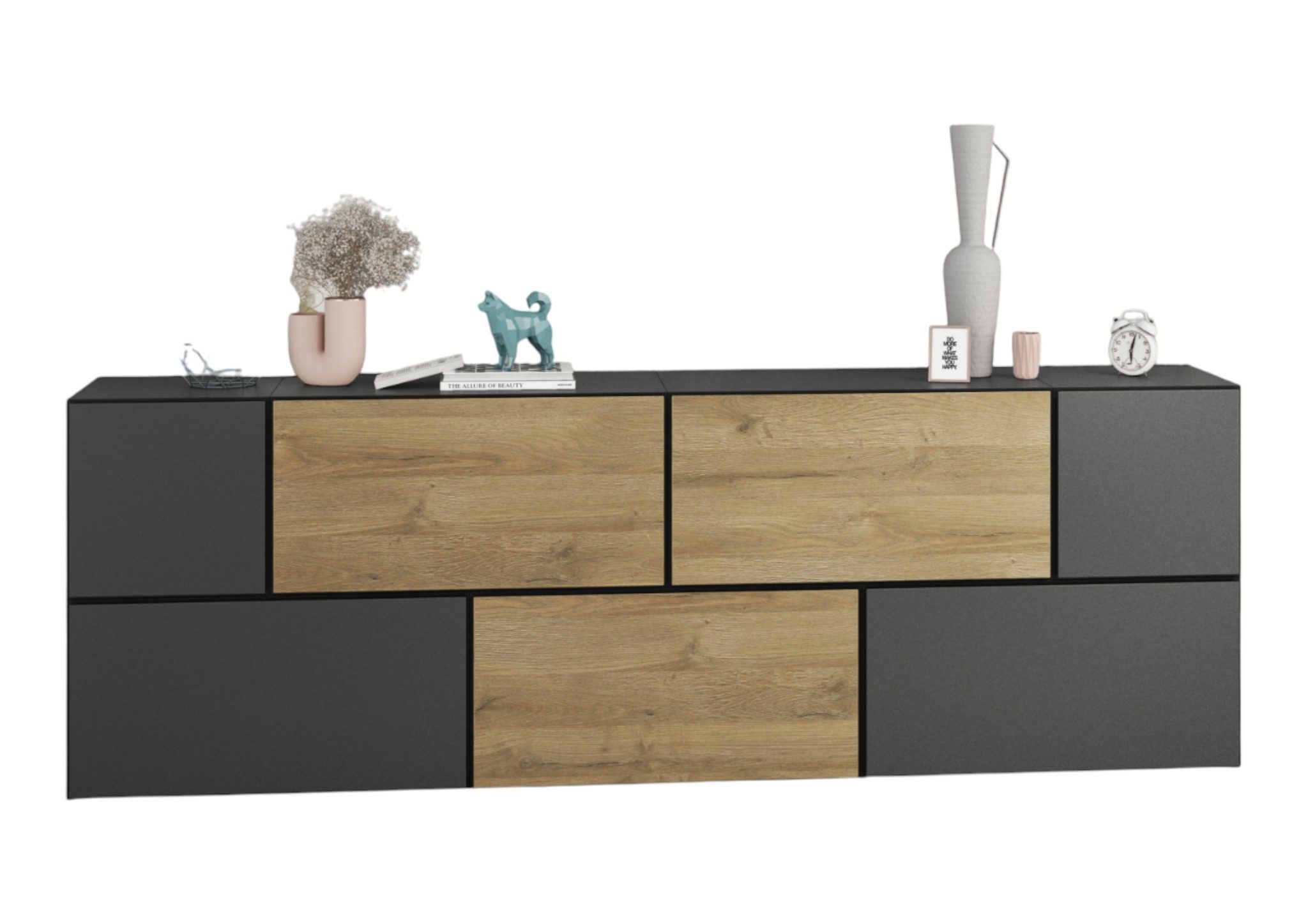moebel-dich-auf Sideboard VARIANTO 4 (7 tlg., 228 cm breit, 1x Sideboard bestehend aus 5x Schrank mit Klappe und 2xkleiner Schrank), stehend und hängend