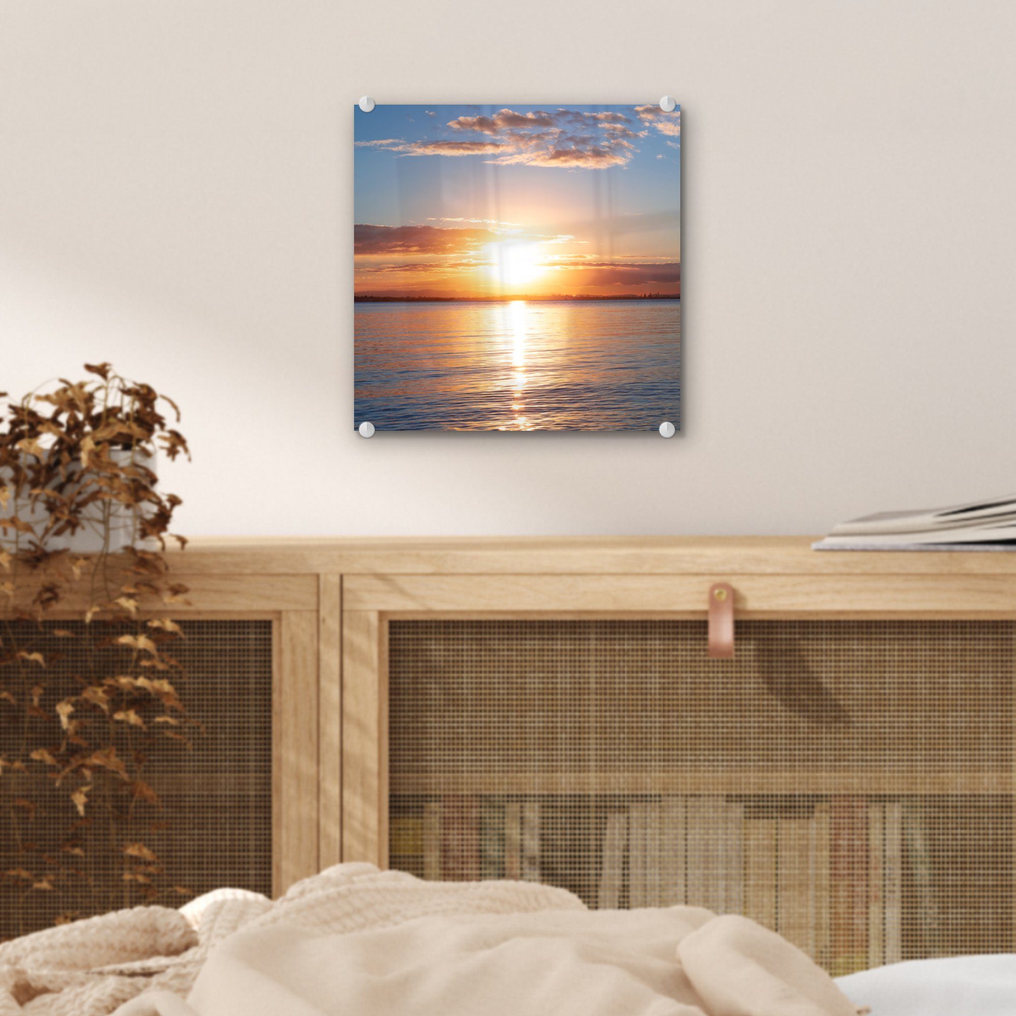 Sonne Wanddekoration Glas - - Foto (1 St), MuchoWow - Wandbild - auf Bilder Glas Glasbilder - Farben, Meer Acrylglasbild auf