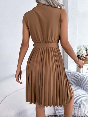 FIDDY A-Linien-Kleid Temperamentvolles, plissiertes Crossover-Kleid mit V-Ausschnitt