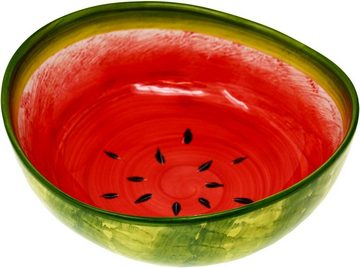 Lashuma Salatschüssel Melone, Keramik, (1-tlg), Handbemalte Obstschale rund Ø 20 cm