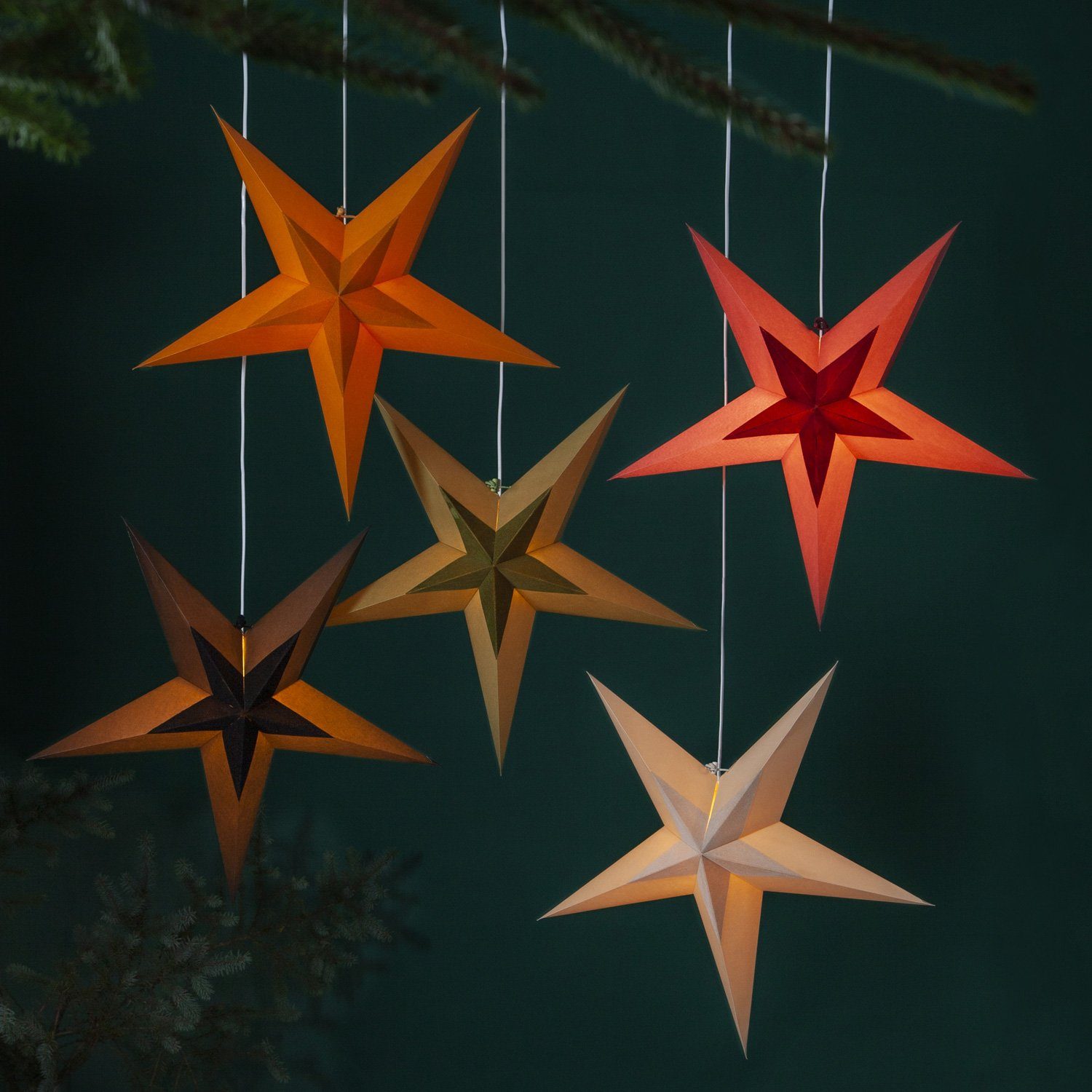 hängend 60cm Weihnachtsstern Diva Papierstern TRADING Samtstern Stern D: STAR LED 5-zackig