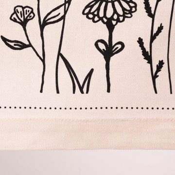 SCHÖNER LEBEN. Tischdecke Clayre & Eef Tischdecke Wiesenblumen beige schwarz 150x250cm, Kuvertsaum