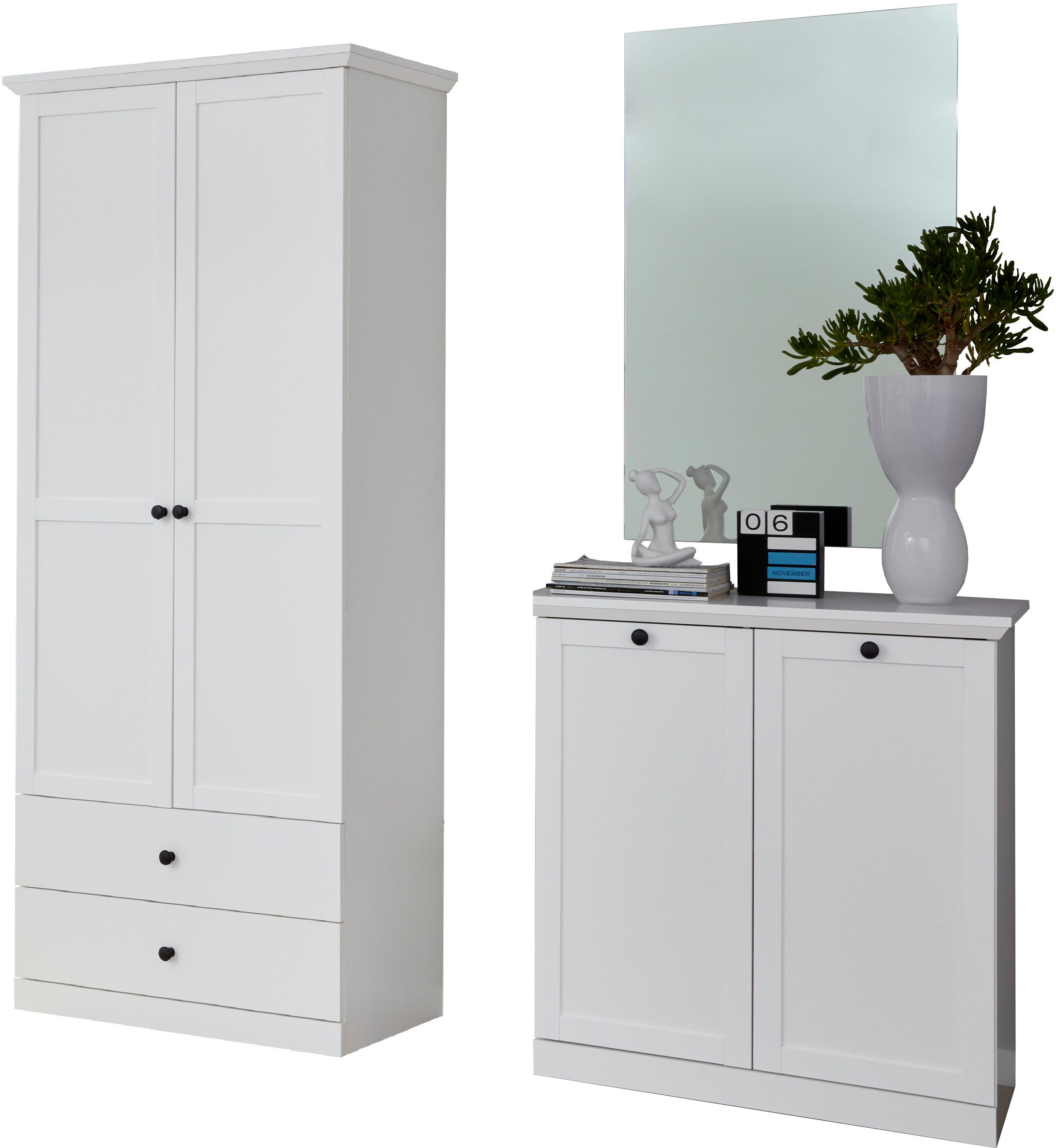 Home affaire Garderoben-Set Örebro, (Set, 2-St), zeitloser Landhausstil, mit Vollauszug