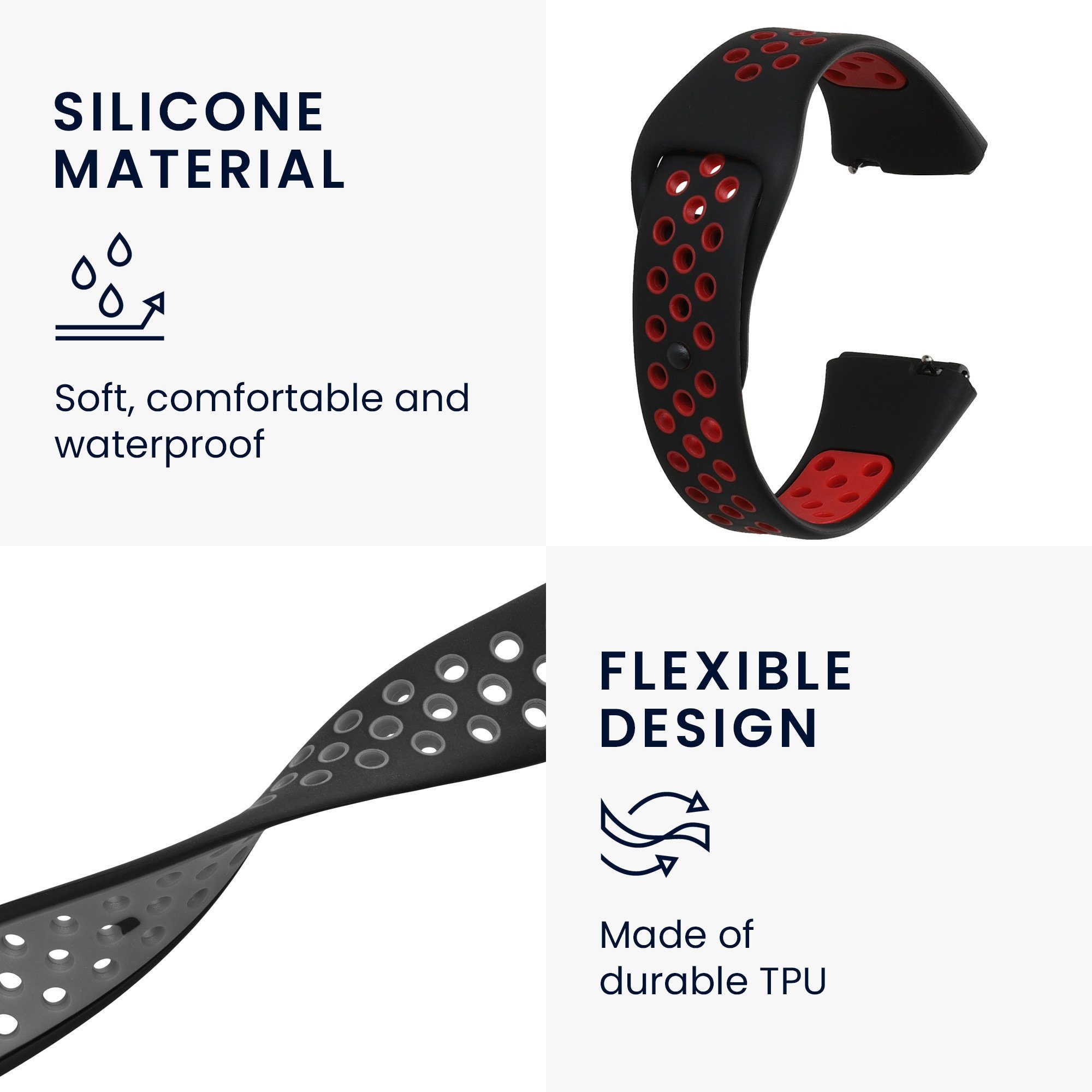 kwmobile 2x Uhrenarmband für Xiaomi Redmi Watch 3 Active Armband Smartwatch, 2-tlg., Fitnesstracker Band Set aus TPU Silikon - Ersatzarmband Smartwatch