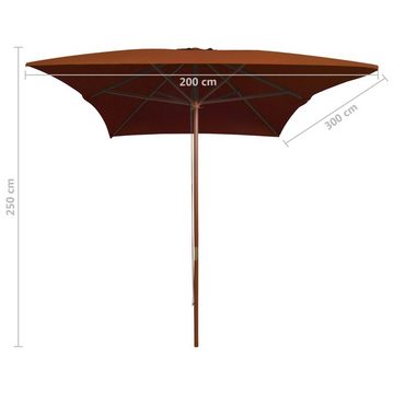 furnicato Sonnenschirm mit Holzmast Terrakotta-Rot 200x300 cm