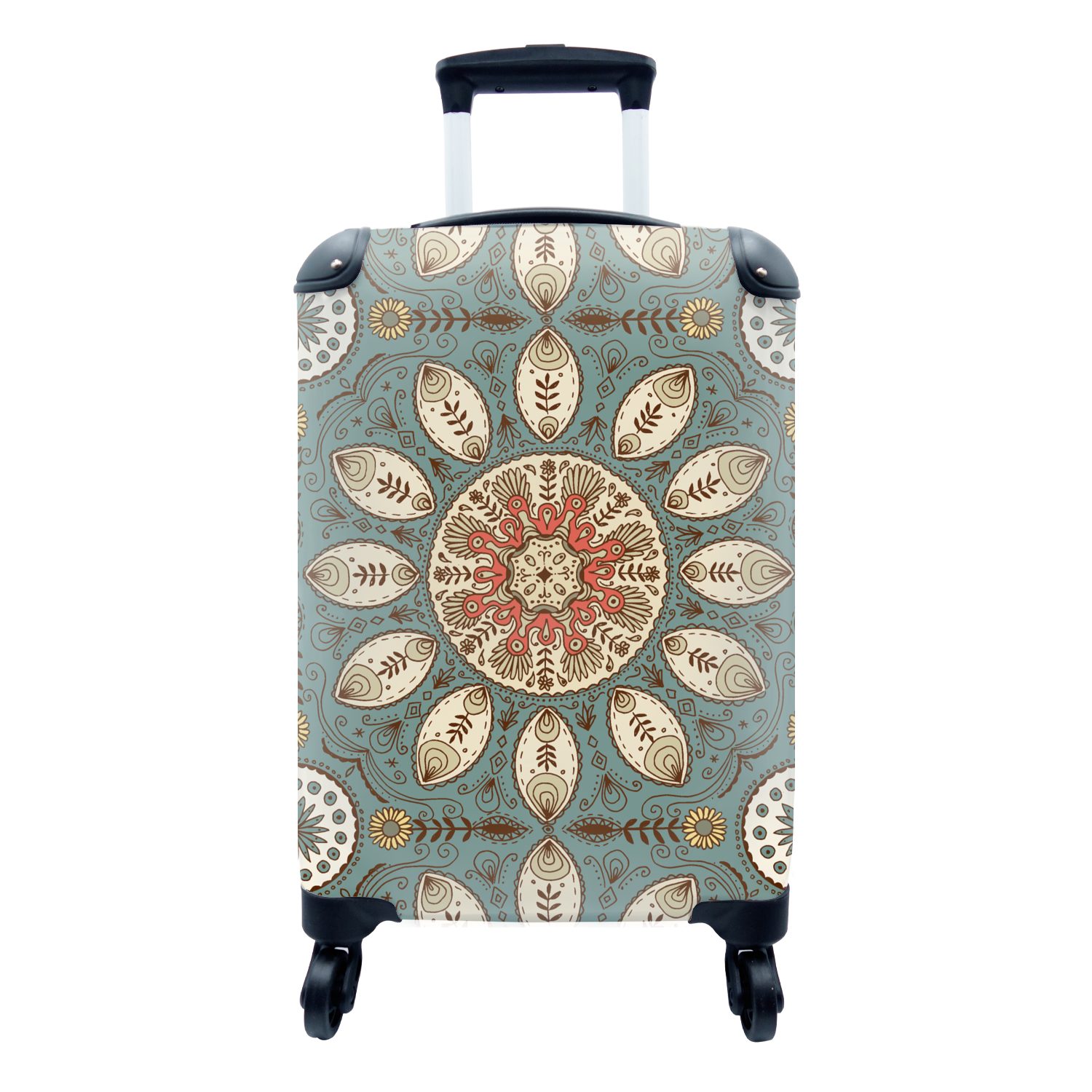 MuchoWow Handgepäckkoffer Mandala - Retro - Bohème - Muster, 4 Rollen, Reisetasche mit rollen, Handgepäck für Ferien, Trolley, Reisekoffer