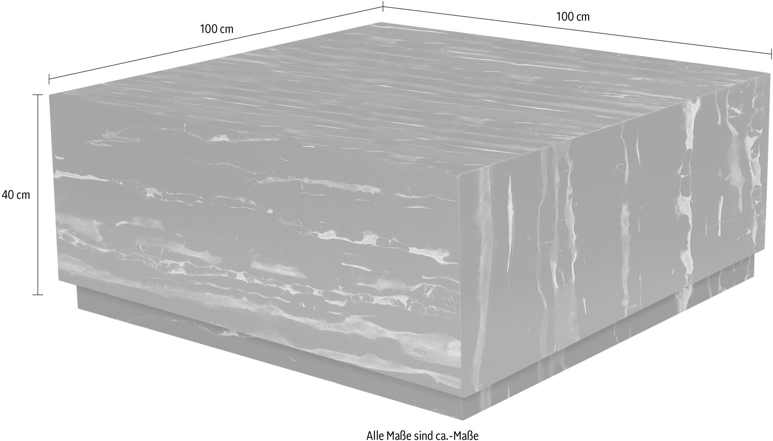 Wohnzimmertisch cm Couchtisch Marmoroptik, in Vivo, schwarz 100 quadratisch, Breite loft24