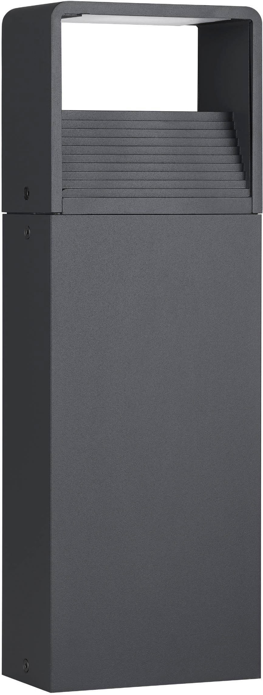 EGLO Sockelleuchte Doninni 1 Außen-Stehlampe, Außenleuchte aus Kunststoff, IP44, Lampe, LED fest integriert, Warmweiß, Stehleuchte - L13,5 x B7,5 x H40 cm - anthrazit - 6,2W inkl.