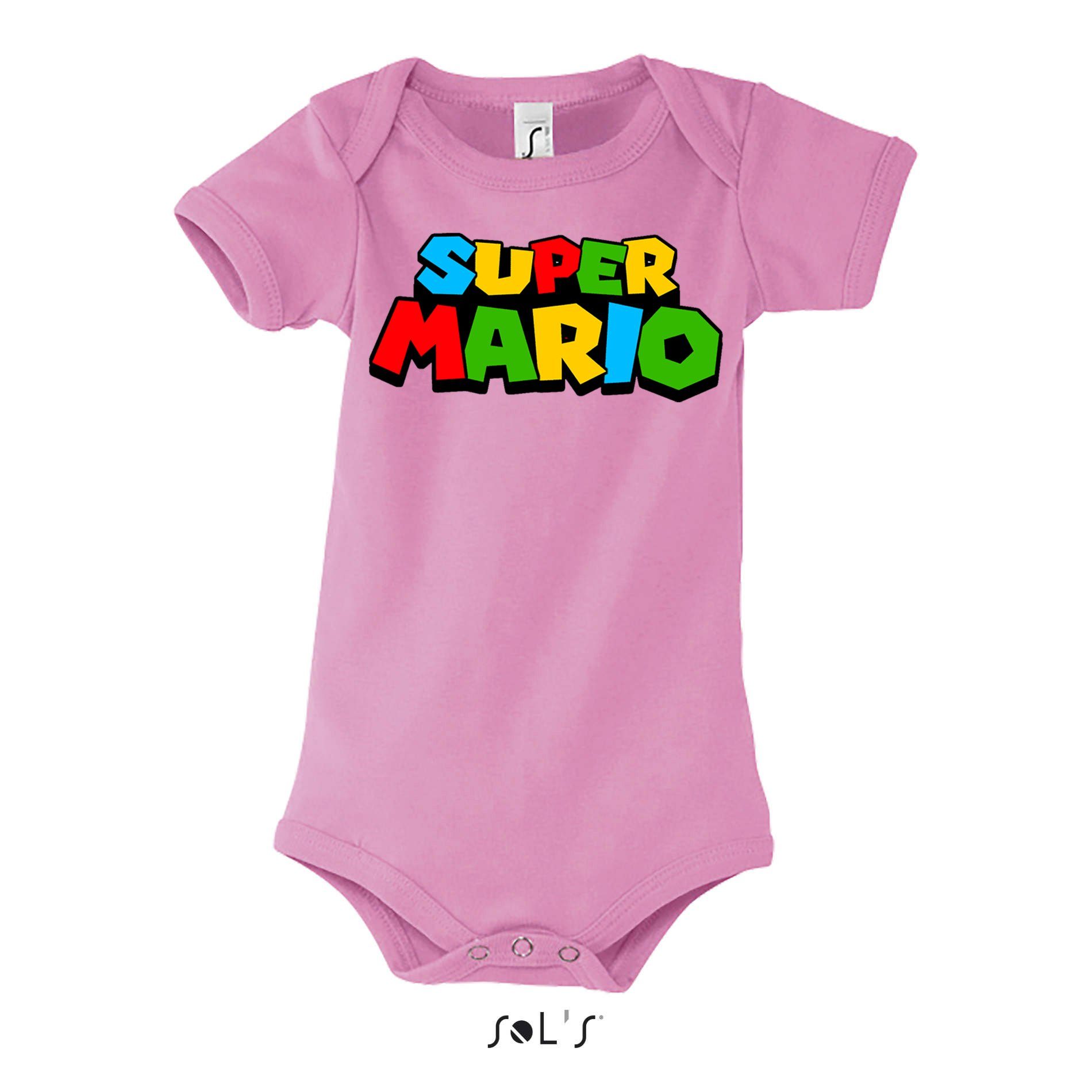 Blondie & Brownie Strampler Kinder Baby Super Mario Nintendo Gamer Gaming Konsole Spiele Rosa