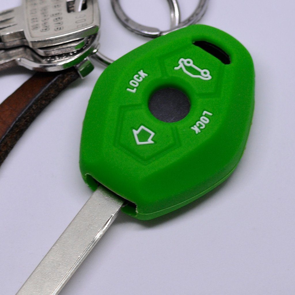 mt-key Schlüsseltasche Autoschlüssel Softcase Silikon Schutzhülle Grün, für BMW 3er E46 X3 E83 X5 E53 Z8 E52 5er E61 Z4 E85 E86 ab 1998