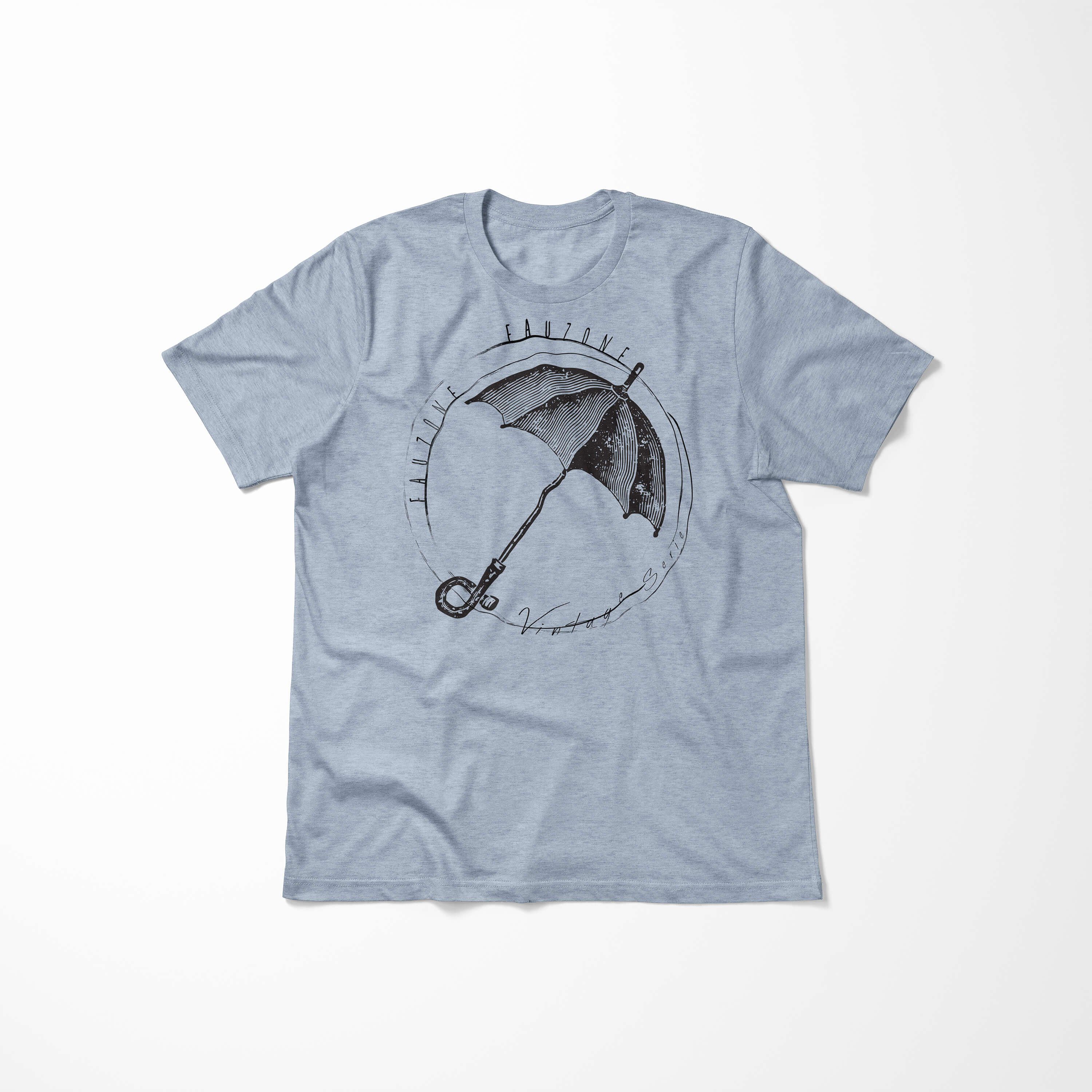 Sinus Art T-Shirt Vintage Herren Regenschirm T-Shirt Stonewash Denim