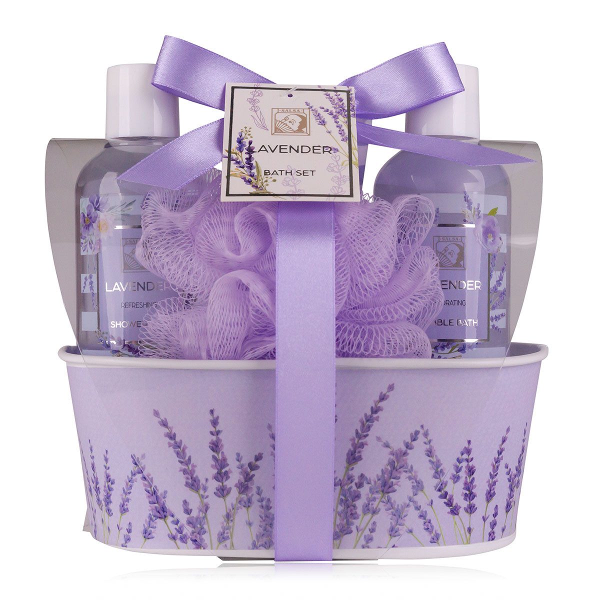 ACCENTRA Pflege-Geschenkset Salsa Badeset LAVENDEL in Metallbox Geschenkset, in einer Metallbox