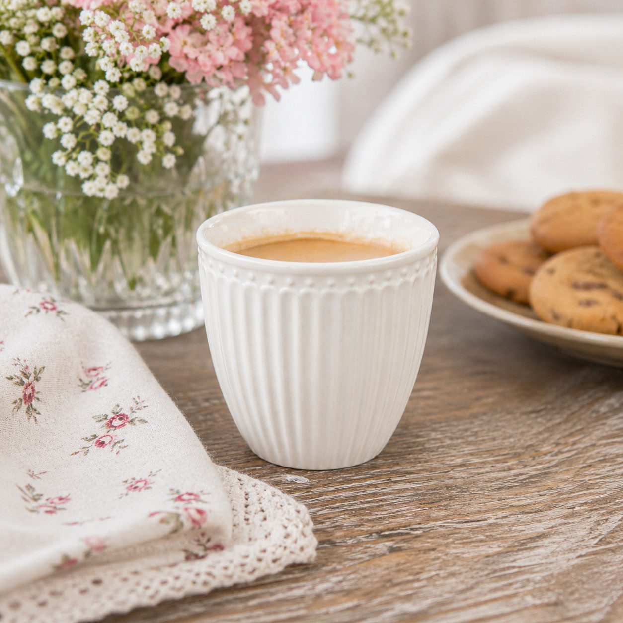 Greengate Espressotasse GreenGate Mini Latte Cup Alice Weiß