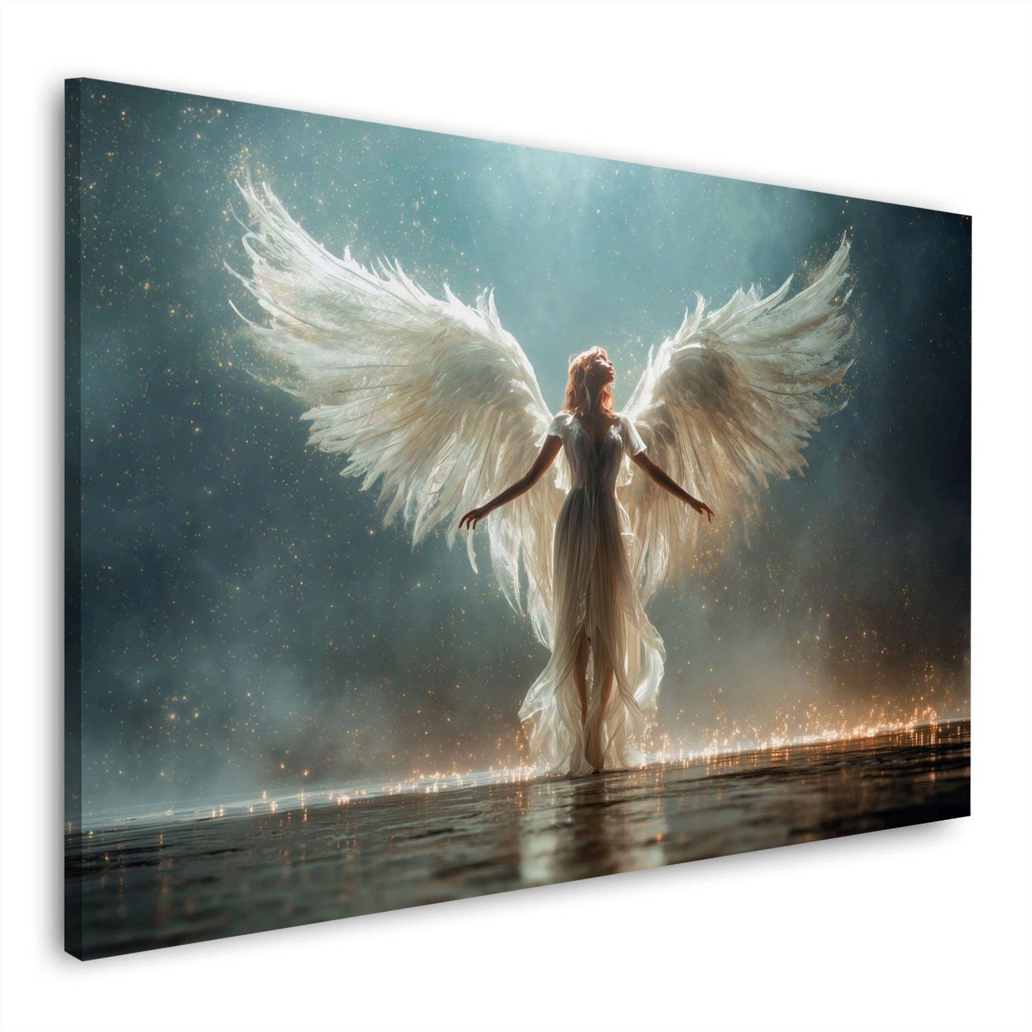Artedinoi Leinwandbild Mystischer Engel Flügel Licht Wandbild Leinwandbild Kunstdruck XL Wand, Mystischer Engel mit Flügeln