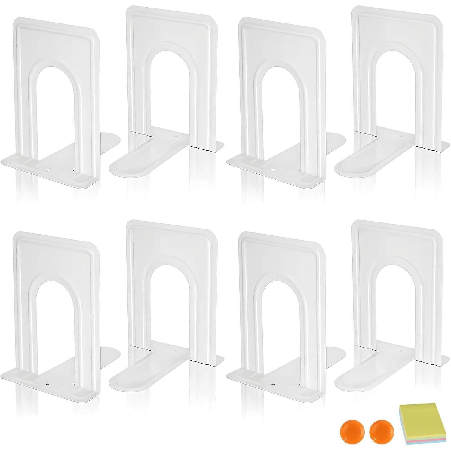 LuxusKollektion Buchstütze Buchstütze Metall Bücherhalter CD DVD Büro Wohnzimmer 8 Stück Weiß