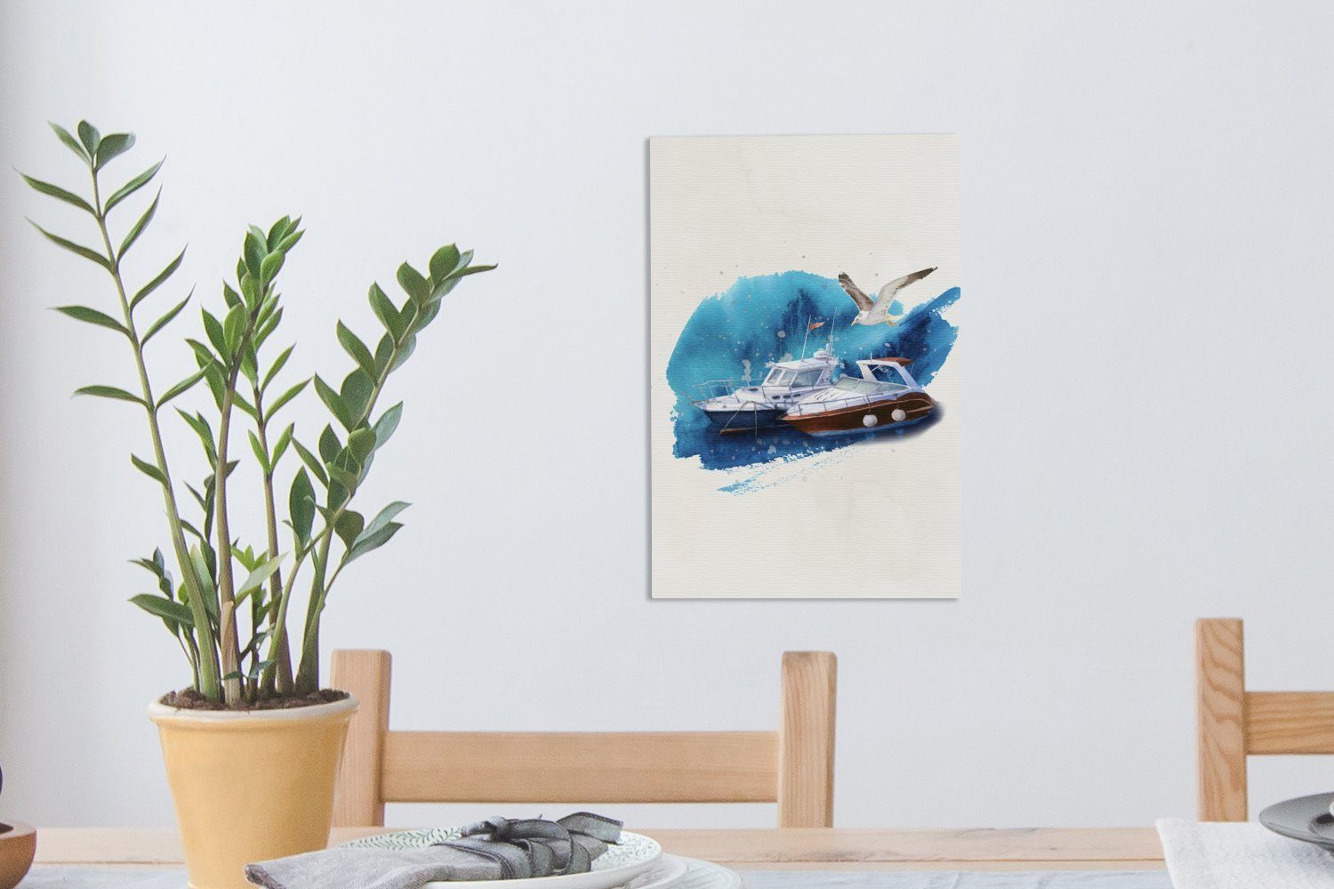 OneMillionCanvasses® - Boot St), bespannt Zackenaufhänger, 20x30 cm Leinwandbild Wasser, fertig Gemälde, (1 Vogel Leinwandbild - inkl.