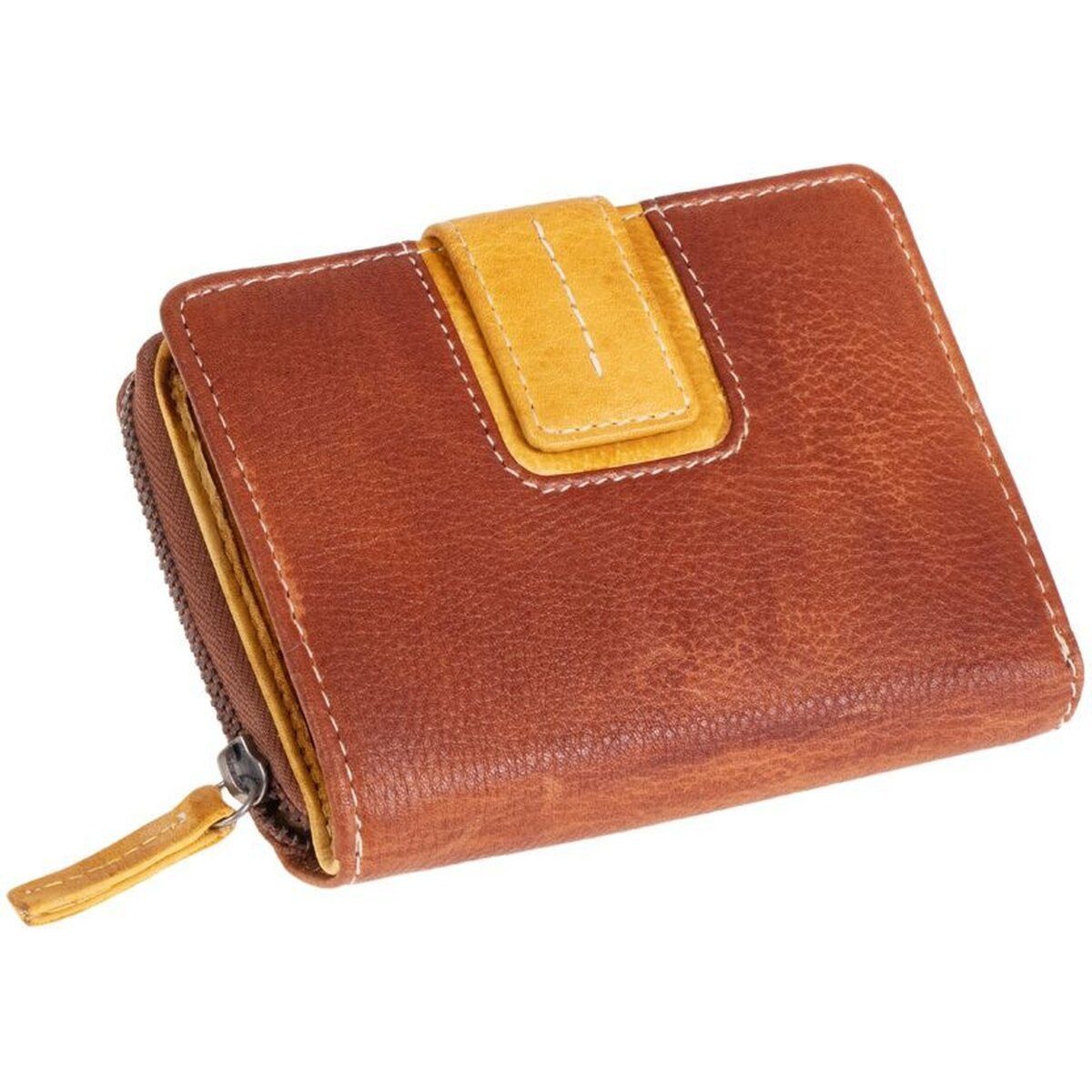 Mika Gürteltasche Damengeldbörse zweifarbig Leder 13x9,5x3,5cm braun