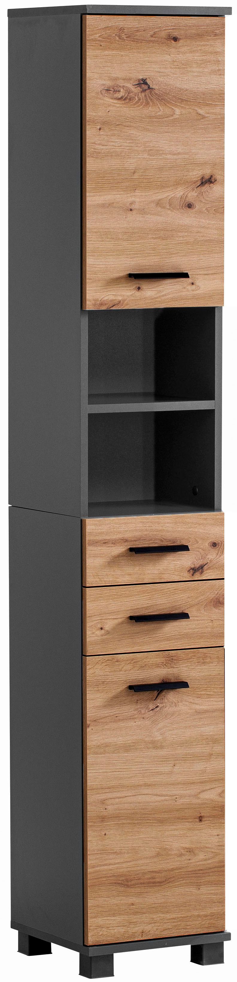welltime Hochschrank Wechselbarer Türanschlag, Metallbeschläge