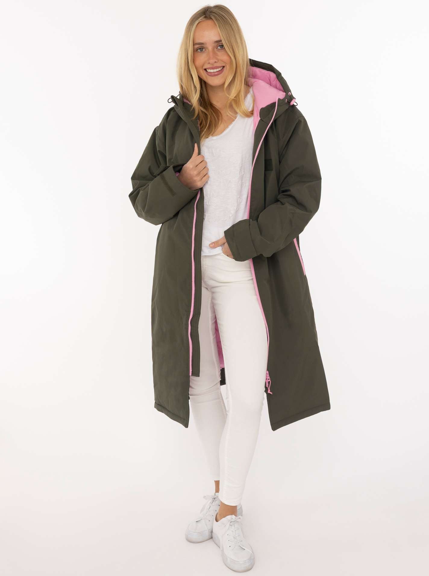 Zwillingsherz Kurzmantel "Oversize Windjacke ZH" Kapuze, Reißverschluss, seitliche Taschen, leicht wattiert
