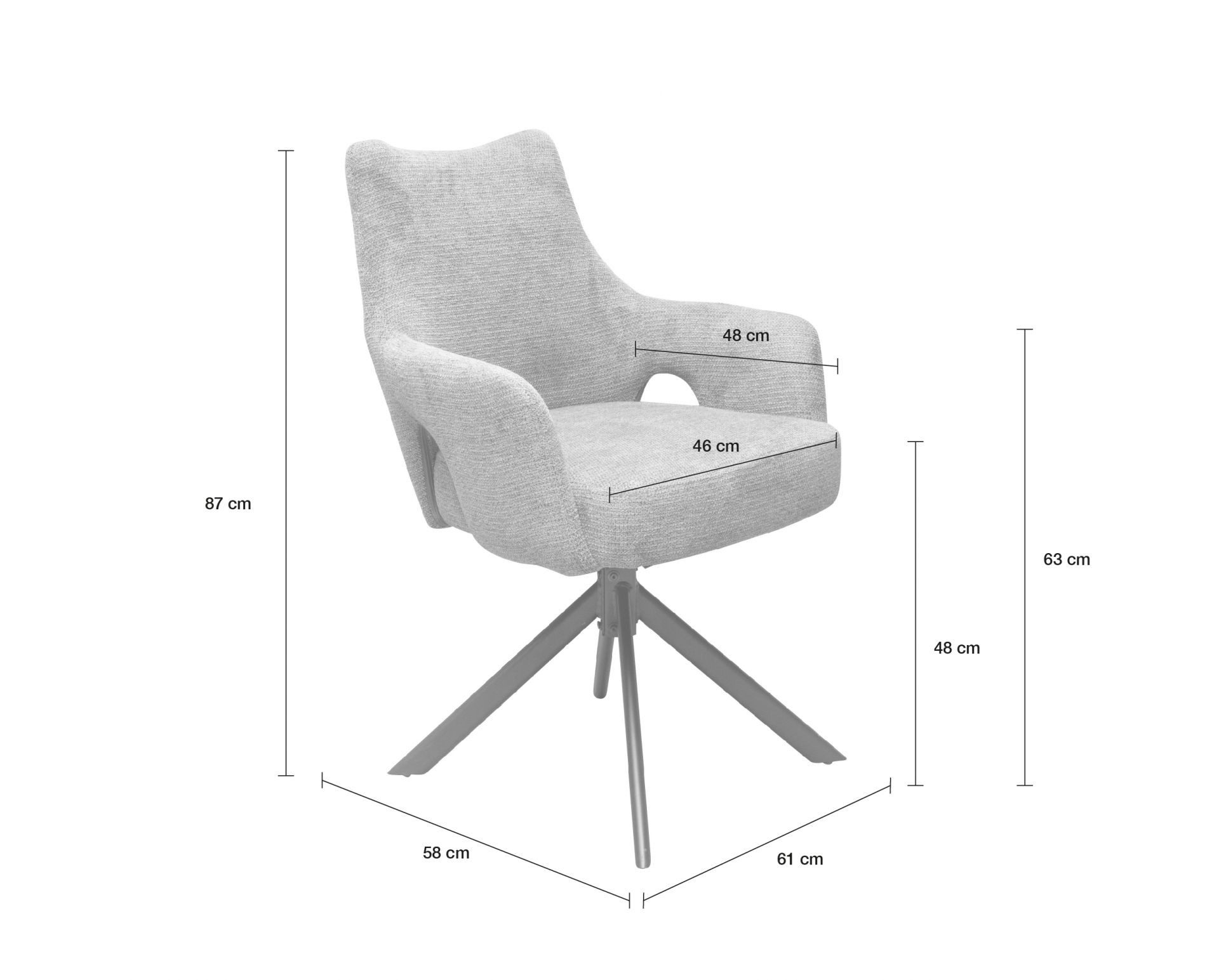dasmöbelwerk Esszimmerstuhl Esszimmerstuhl Merlin Drehstuhl Webstoff Grau A günstig online kaufen