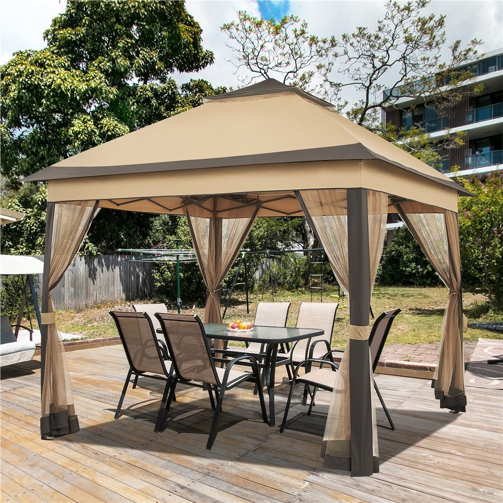 Yaheetech Faltpavillon 3,3x3,3 m/ 4x4m, mit 4 Seitenteilen, mit Netzseitenw günstig online kaufen
