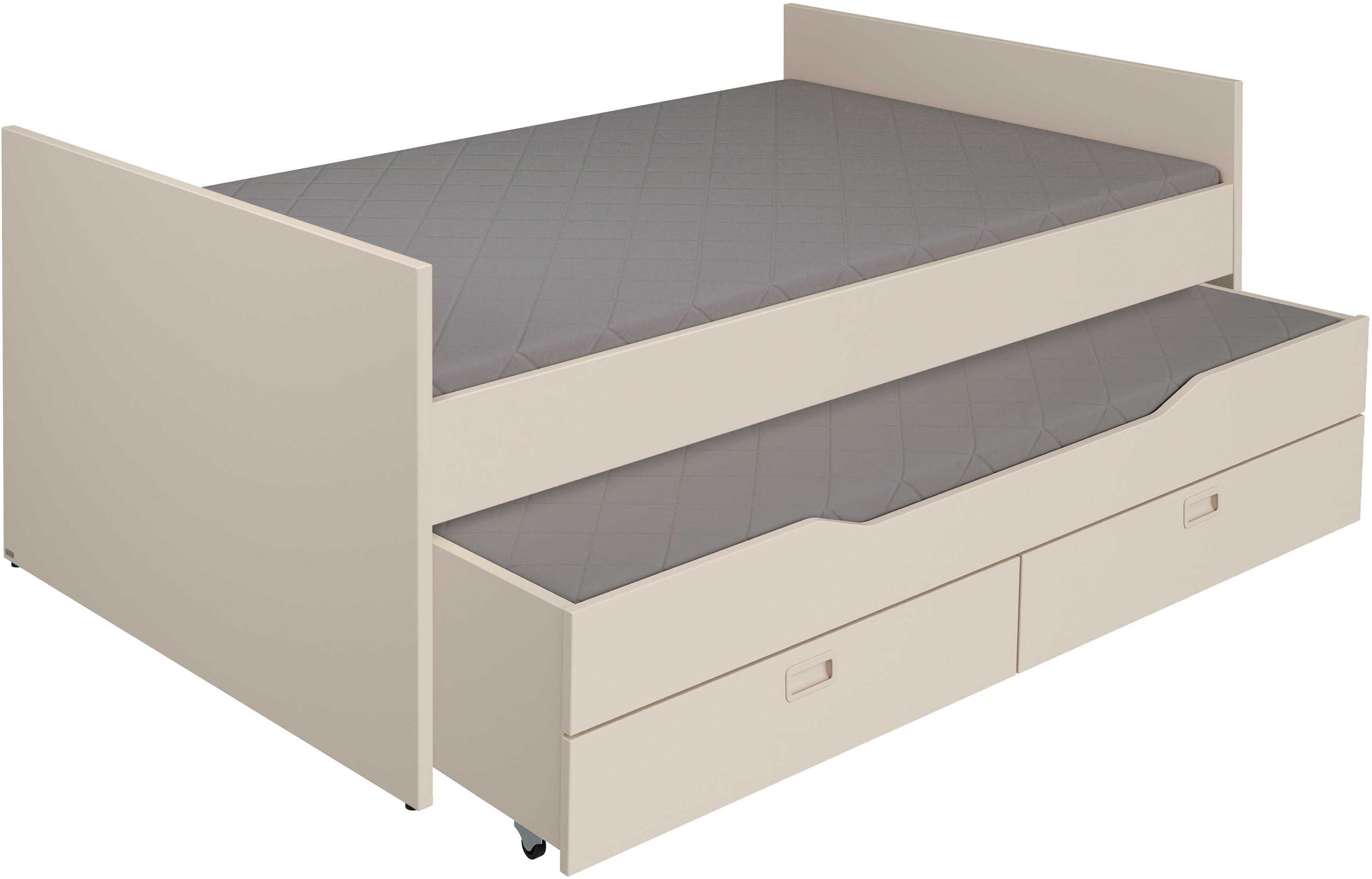 PAIDI Einzelbett TIAGO in verschiedenen Ausführungen, Jugendliege mit Bettkasten (Breite/Länge: 90x200 cm / 120x200 cm), Kojenbett inklusive Ausziehbett in 90x190 cm & 2 Schubladen