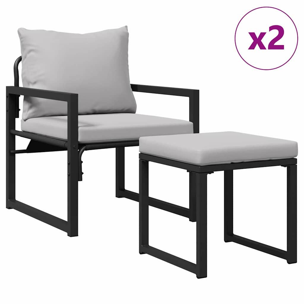 vidaXL Loungesofa gartenmöbel 4 stk. 2-Sitzanzahl Hellgrau Polyester, 4 Teile