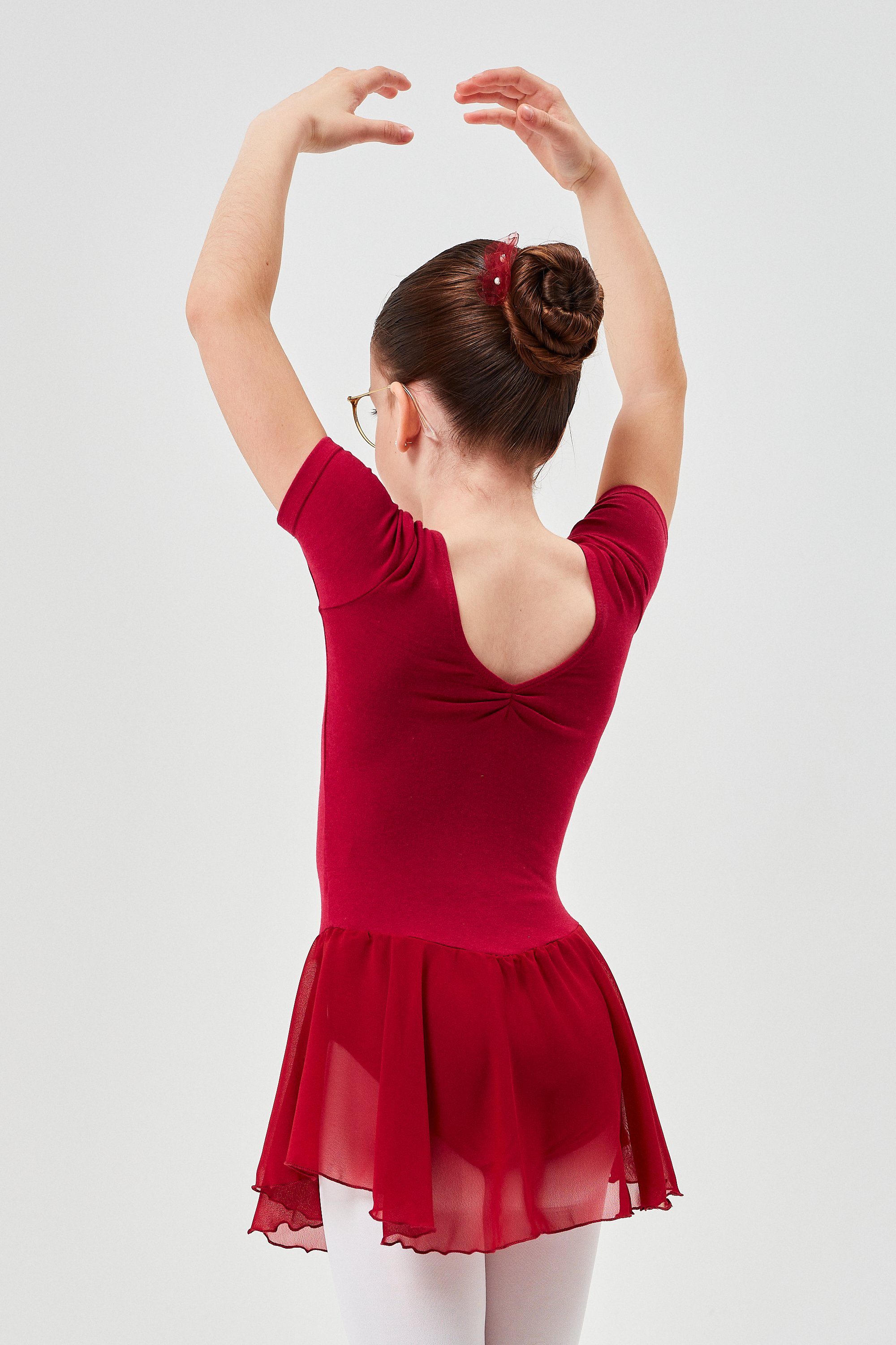 tanzmuster Chiffonkleid Ballettkleid Betty mit Glitzersteinen Mädchen Ballettbody mit Chiffon Röckchen – Bild 2 von 5